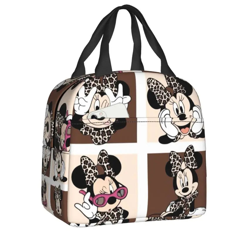Custom Mickey Pink Minnie Mouse Lunch Bag Women Creative Design Cooler Warm Insulated Lunch Box for Kids School