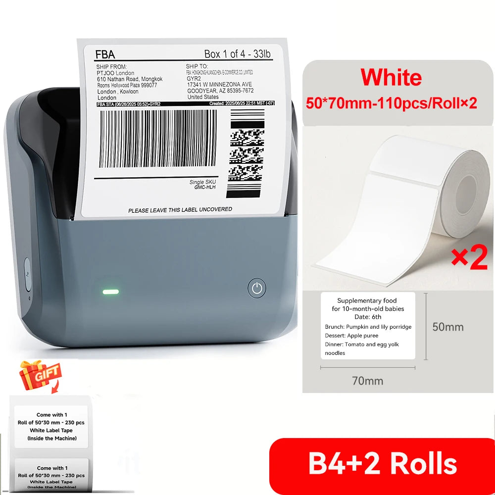 Niimbot B4 Thermal Label Printer Large Size 20-110mmm Print Width Label Sitcker Machine Shipping Label Business Office Use
