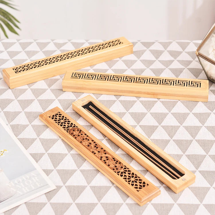 1PCS Natural Bamboo Board incense support rods stick stand box sahumerios holder Japanese Style Bamboo Incense Ash Catcher xx004