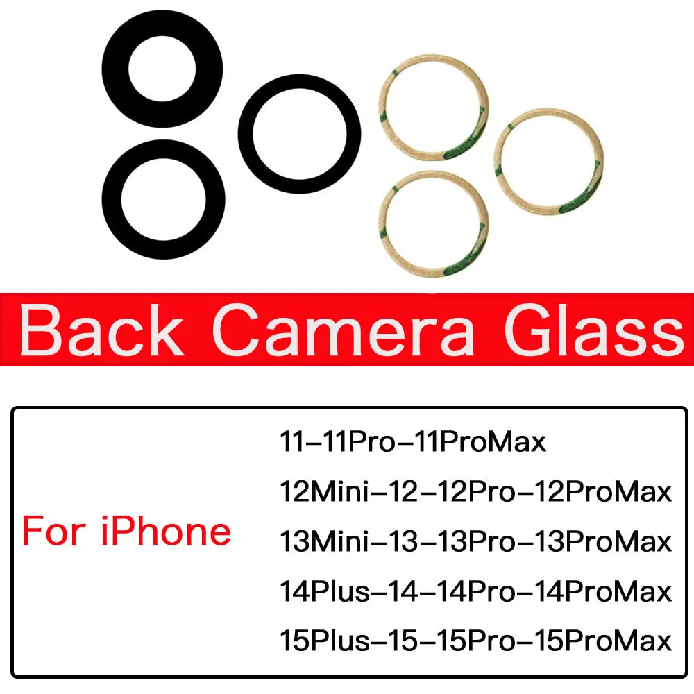 Back Camera Glass For iPhone 11 12 13 14 15 Plus MIni Pro Max Rear Camera Lens With Adhesive And Remove Tools Replacement