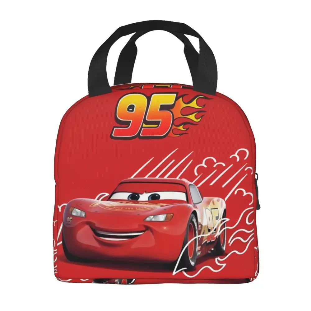 Custom Car 95 Lightning Mcqueen Insulated Lunch Bag for Women Resuable Racing Car Thermal Cooler Bento Box Office Picnic Travel