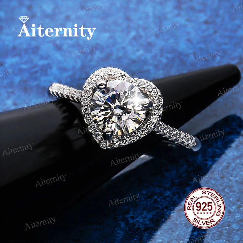 Moissanite And Zircon Ring D VVS1 Adjustable Size S925 Sliver Wedding Rings for Women Jewelry Party Fashion Top Quality Ring