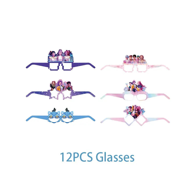 New Anime Kpop Demon Hunters Birthday Party Decorations Set Kpop Theme Cup Plate Gift Bags Balloons Banner Supplies Girls Favors