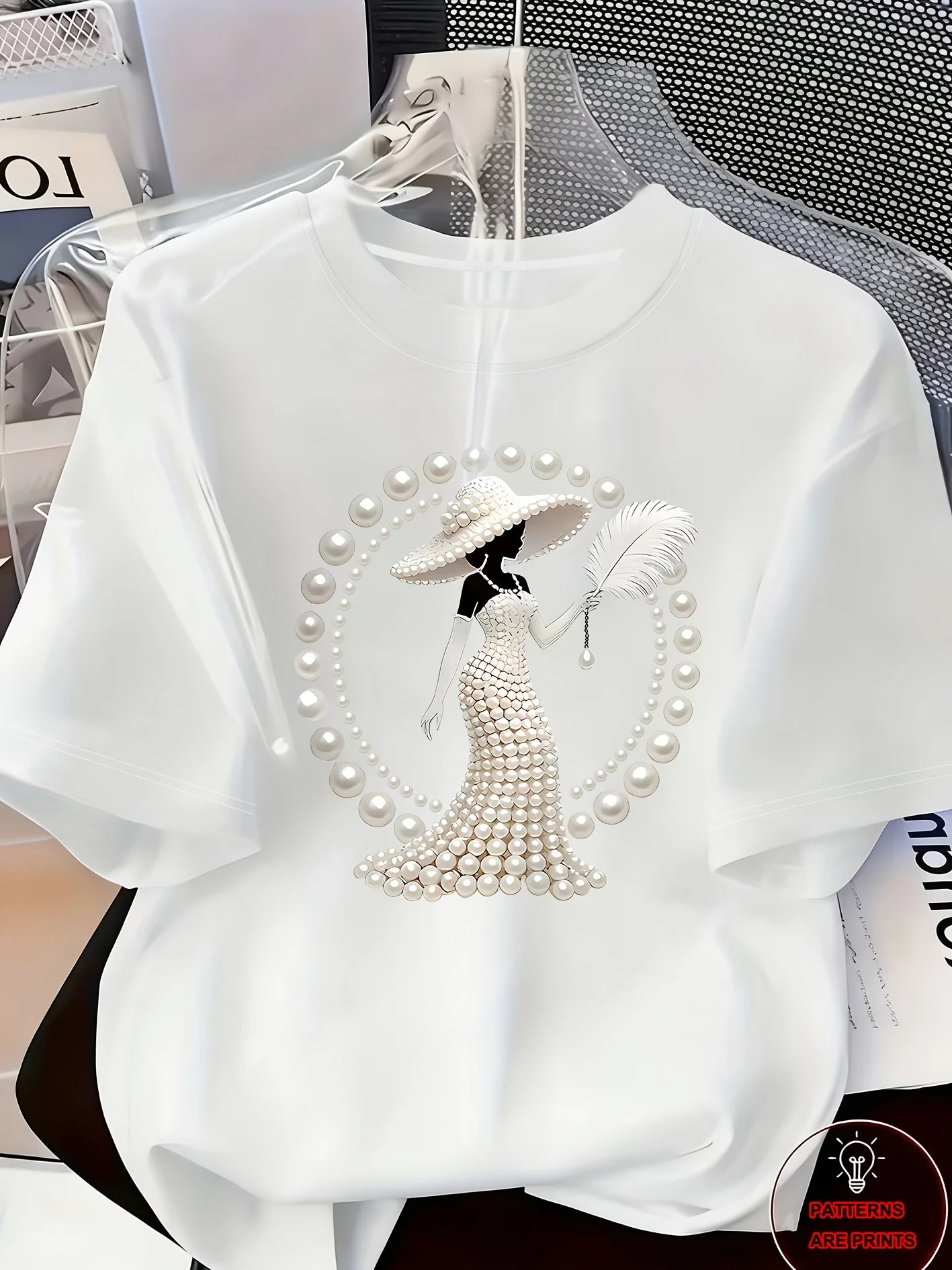 Elegant and Light Luxury Style Outfit Women's Printed T-shirt Light Luxury Gorgeous Daily Spring/summer Casual  Short Sleeve Top