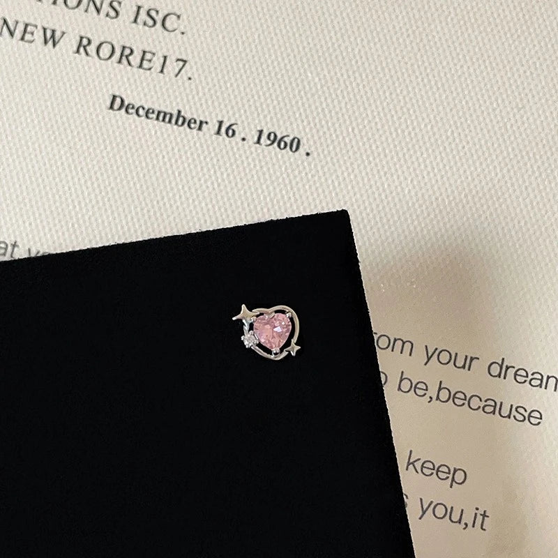 1 PCS Korean Style Cute Pink Zircon Crystal Ear Bone Nail 316L Stainless Steel Kpop Earrings for Women Cartilage Jewelry Gift