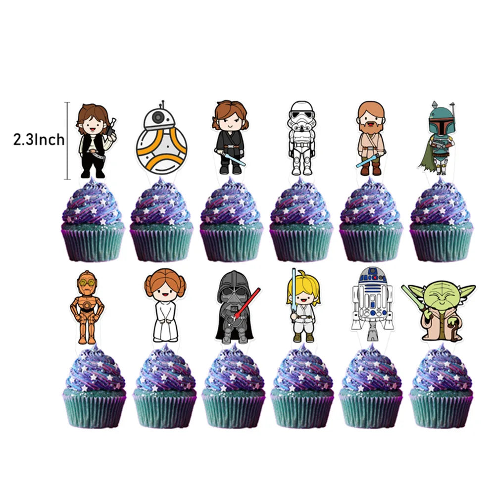 Film Star Wars Theme Birthday Party Decorations Cake Topper Number Balloons Background Yoda Master Robot Backdrop Supplies Gifts