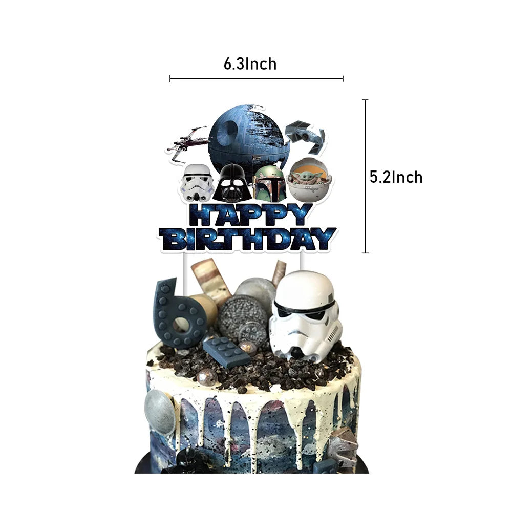 Film Star Wars Theme Birthday Party Decorations Cake Topper Number Balloons Background Yoda Master Robot Backdrop Supplies Gifts