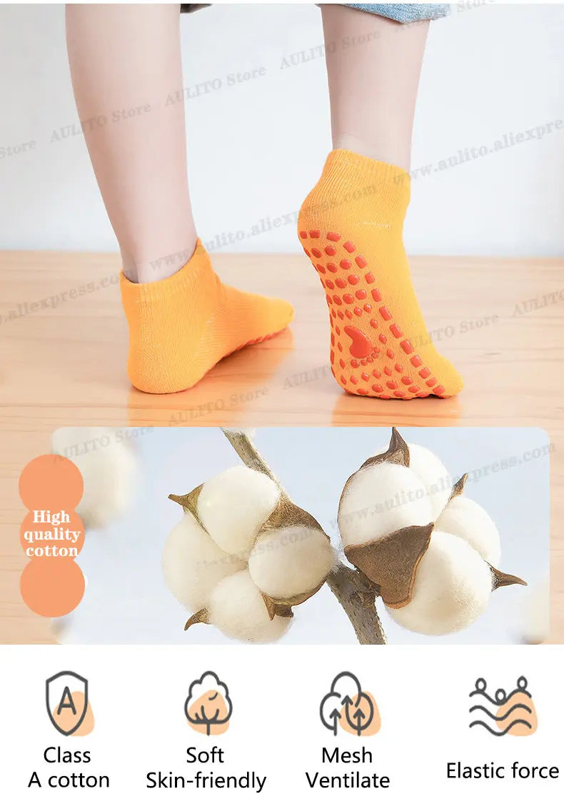 Kids Adults Anti-Slip Floor Socks Parent-Child Trampoline Cotton Breathable Socks Elasticity Sports Boys Girls Outside Children