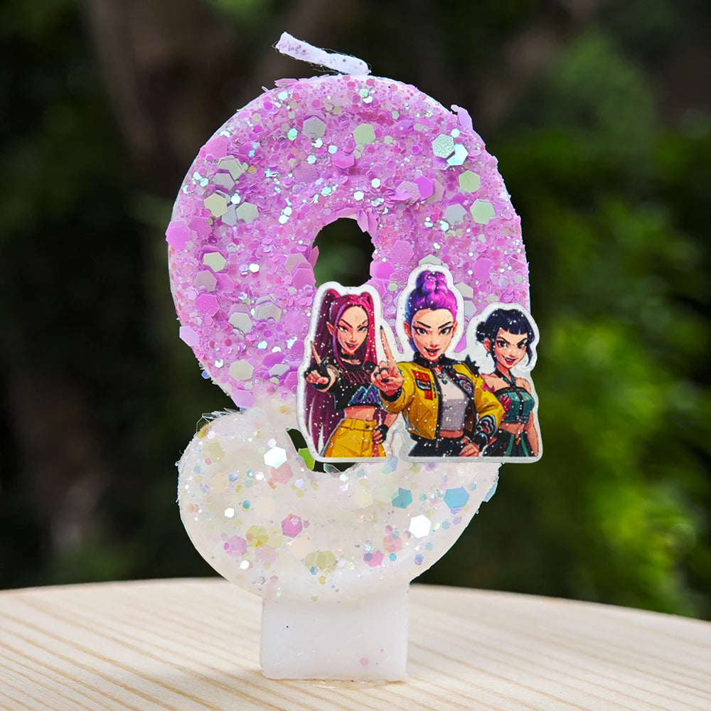 Kpop Demon Hunters Candle Number 0-9 Soccer Candle Cake Decoration Birthday Party for Kids Baby Shower Decor Gift
