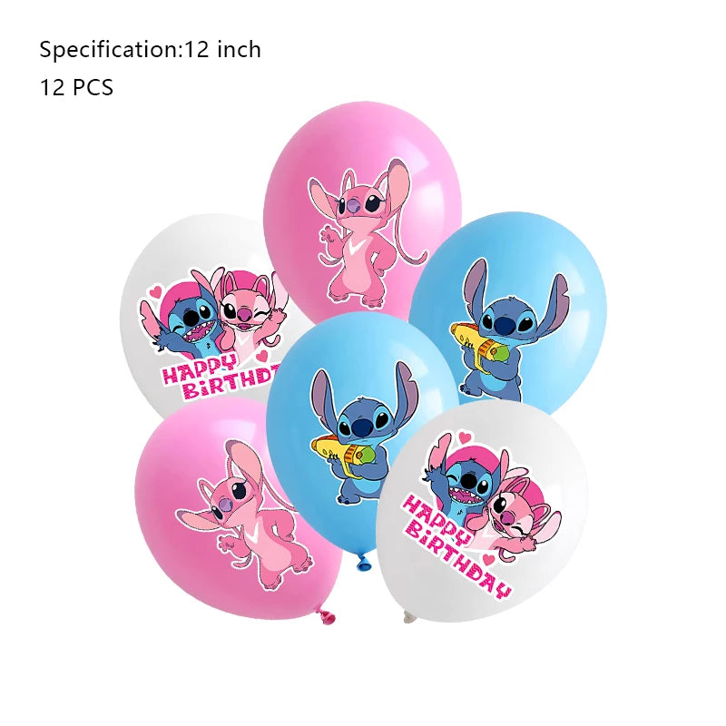 New Stitch Birthday Party Decoration Foil Latex Balloon With Pattern For Kids Event Supplies Disposable Tableware Plate Backdrop