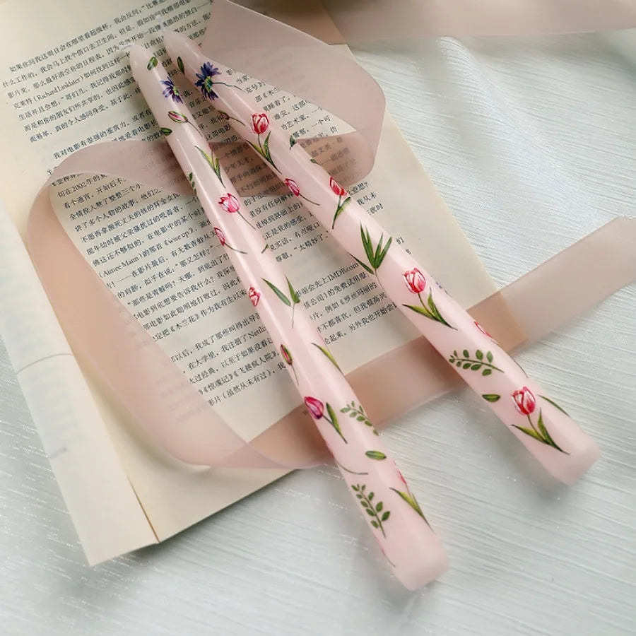 2pcs/Box 9.85in Taper Scented Candles Romantic Hand Painted Rose Long Candle For Home Decoration Candle Wedding Decoration