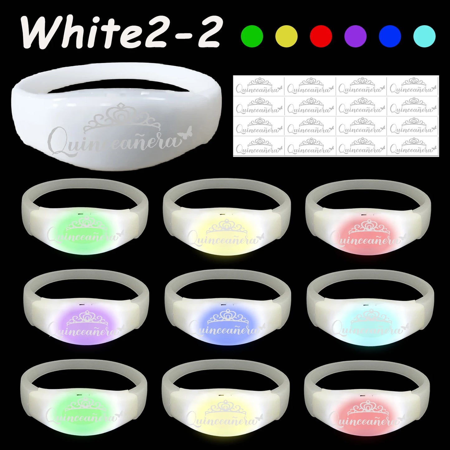 30-200Pcs Quinceanera Music & Sound Activated LED Bracelet Glow Recuerdos Para 15 Años XV Quinceañeras decorations Party Favors