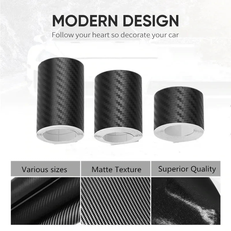 1-5m Nano Carbon Fiber Car Tape Sticker Door Mirror Paste Protector Strip DIY Protection Protective Film Waterproof Adhesive
