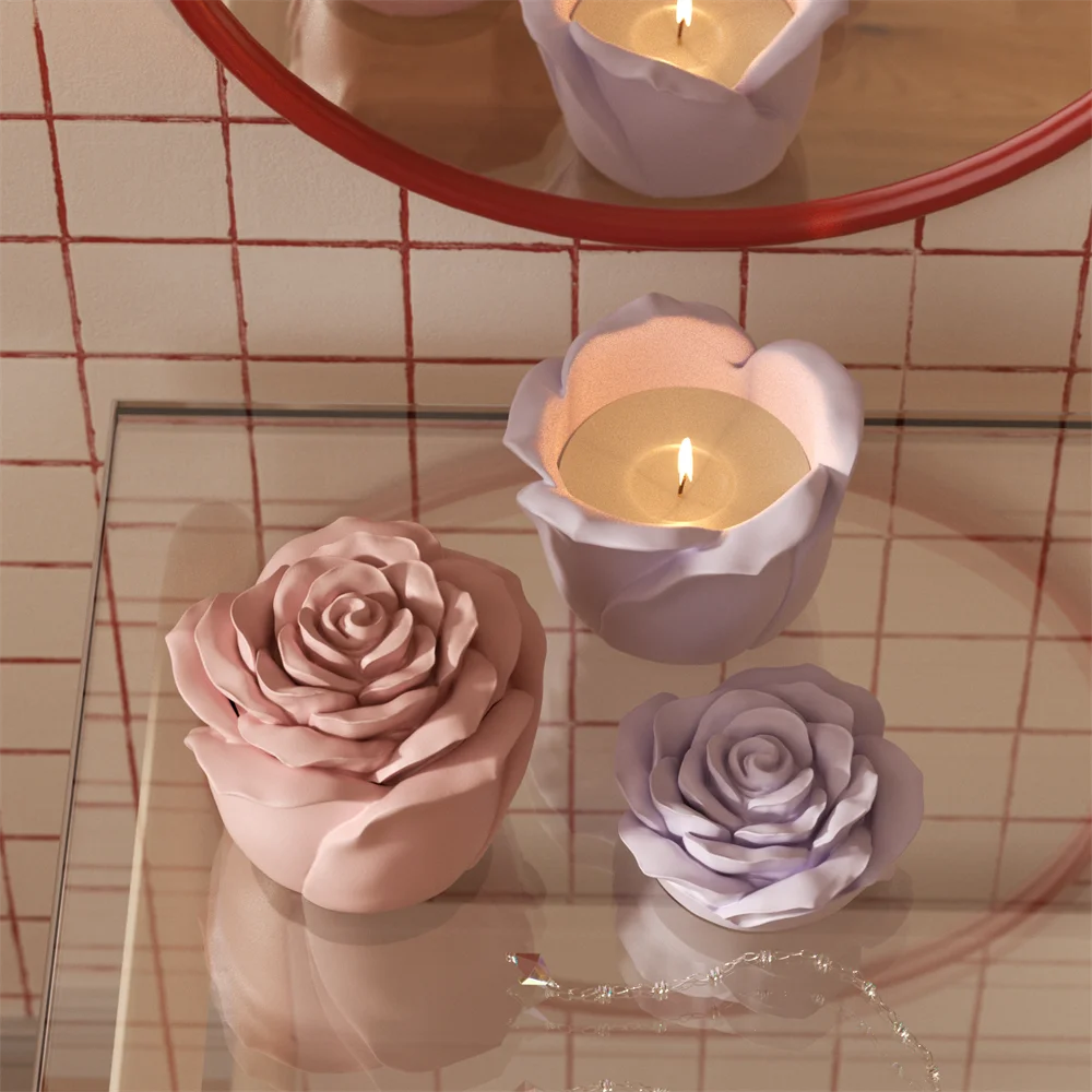 Nicole Eternal Rose Candle Jar Concrete Mold Candle Refill Silicone Mold DIY Handmade Gifts Tools Home Decor