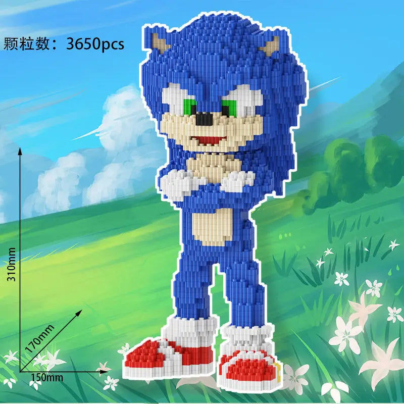 31CM Blue Hedgehog Building Blocks Children's Puzzle Small Particle Assembly Toy Decompression 3D Handmade Gift