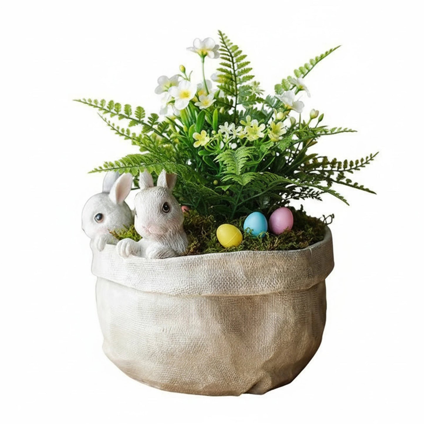 Resin Easter Bunny Planter Decorative Rabbits Flower Pots Ornament Cute Nordic Style Planter for Home Courtyard Lawn Decoration
