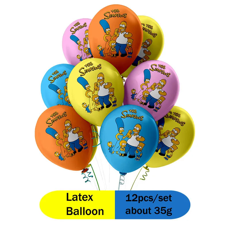 THE SIMPSONS GAME Baby Shower Kids Toy Aluminum Foil Digital Balloon Set Birthday Party Decor and Napkins Disposable Tableware