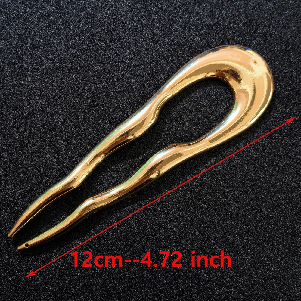Vintage Metal U-Shaped Hair Fork Fashion Geometric Irregular Alloy Hairpin Clips Headwear Women Girls Simple Hair Sticks Gifts