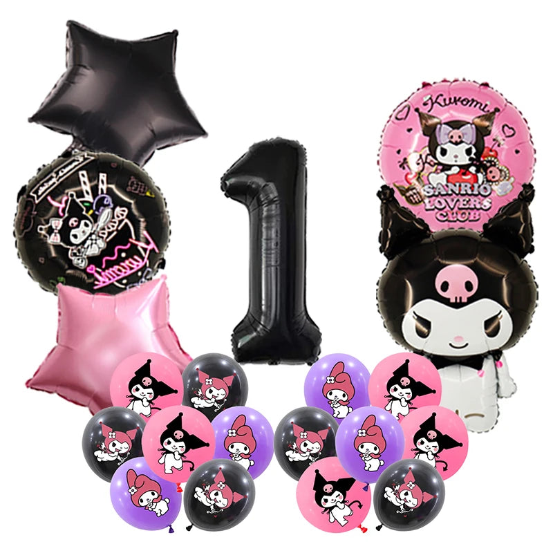 Kuromi Birthday Party Decoration Backdrop Disposable Tableware For Kids Event Supplies Latex Foil Balloons Banner