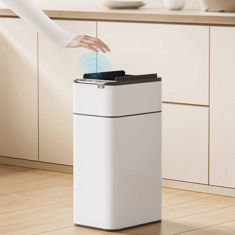 15/20L Smart Trash Can Waterproof Large Kitchen Wastebasket Sensor Automatic Bagging Trash Bin Household Rectangular Garbage Can