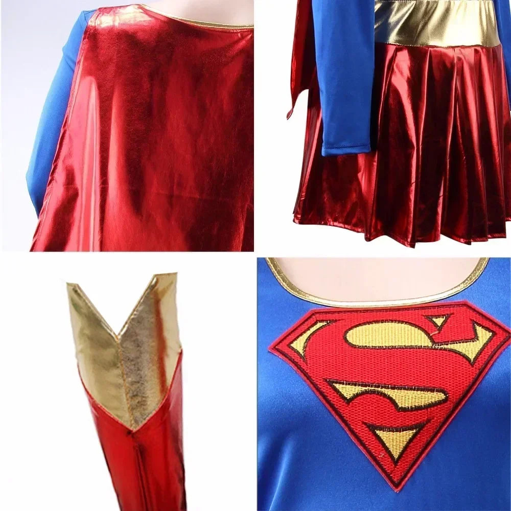 Women Super Girl Superhero Superwomen Costume Fancy Dress Outfit Party Halloween
