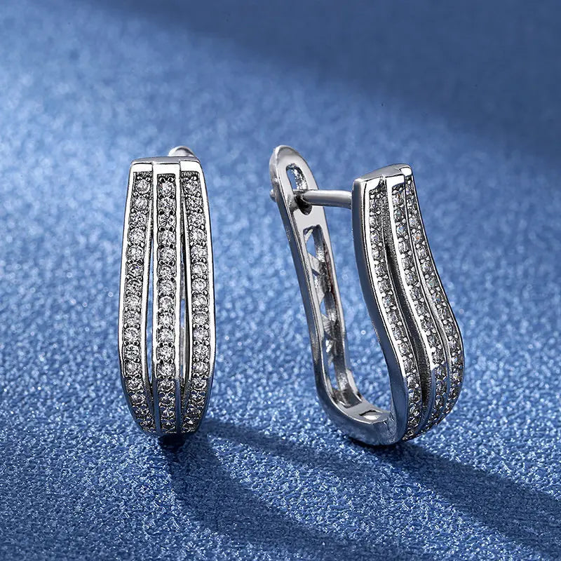 925 Sterling Silver Earrings Jewelry High Quality Retro Simple Pattern Purple White Zircon Earrings Hot Sale