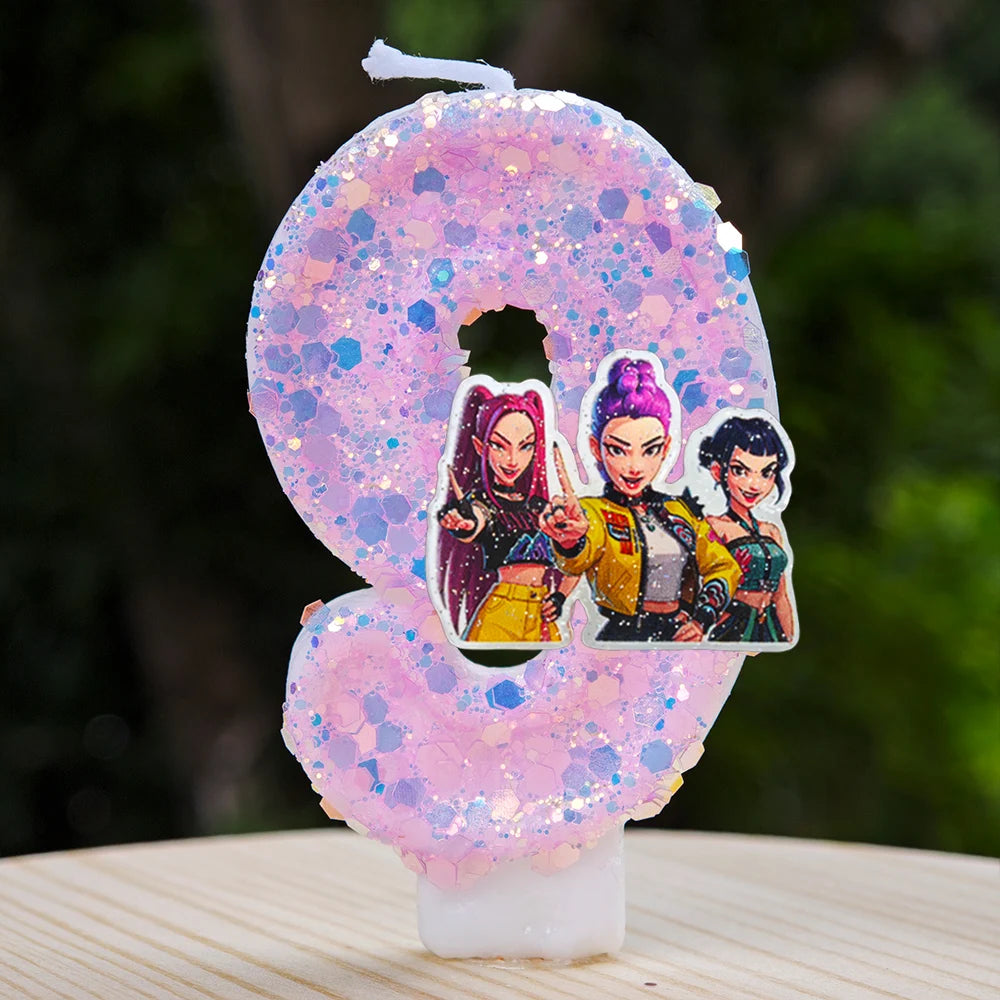 Kpop Demon Hunters Candle Number 0-9 Soccer Candle Cake Decoration Birthday Party for Kids Baby Shower Decor Gift