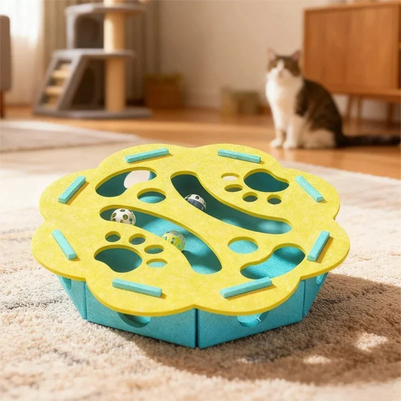 New Cat Puzzle Toy Felt Tunnel Box Cat Playing Toy With Ball Indoor Sports Entertainment Hunting Indoor Kitten Toys Cat Supplies