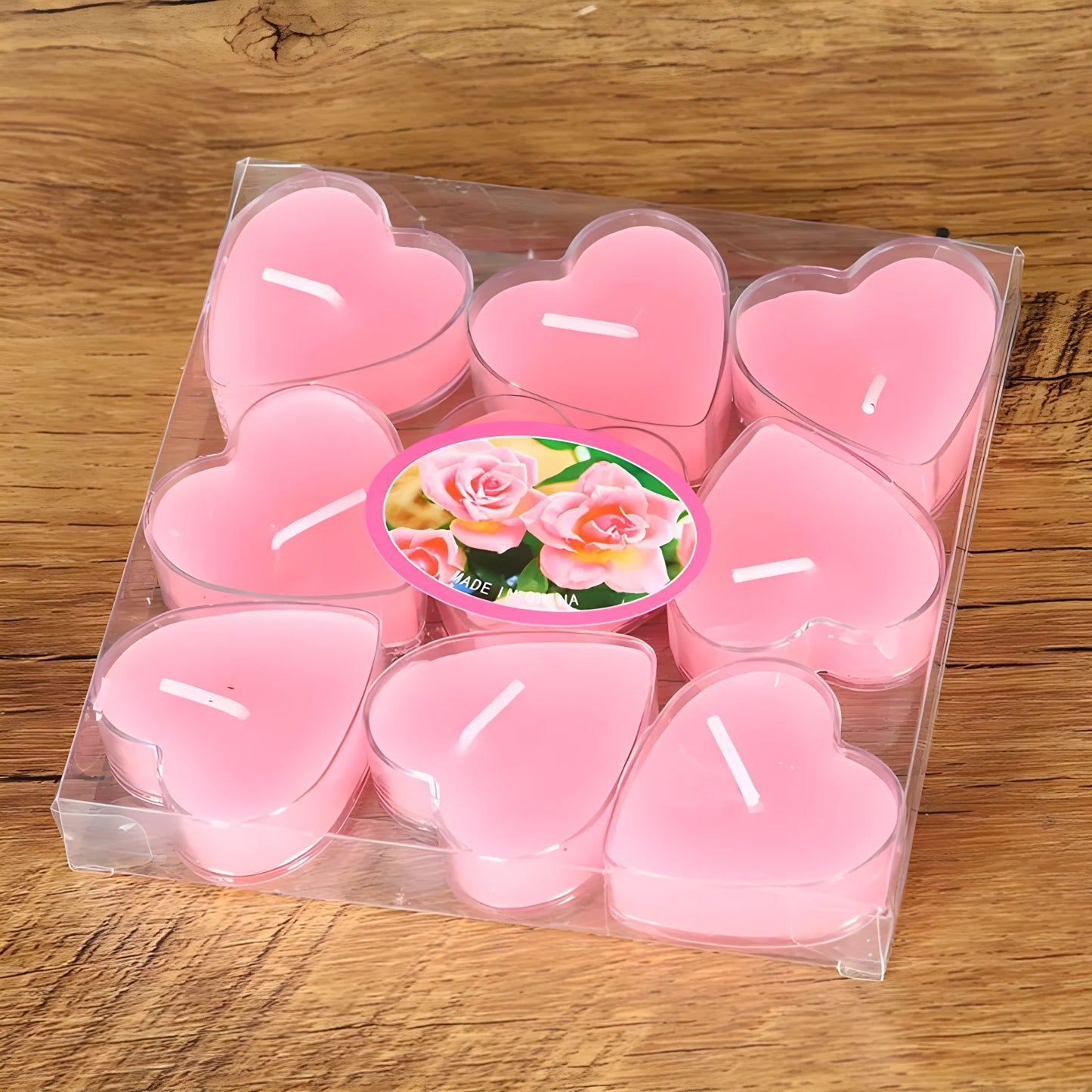 9Pcs Scented Aromatic Candle Smokeless Light Tea Wax Candles Gift Heart-Shape Wedding Festival Party Home Decoration Supplies