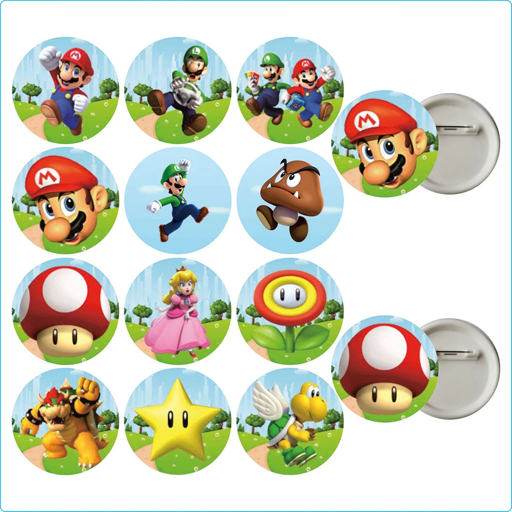 Super Mario Bros Party Supplies Kids Birthday Decoration Foil Balloons Keychain Straws Stamps Head Party Favors Christmas Theme