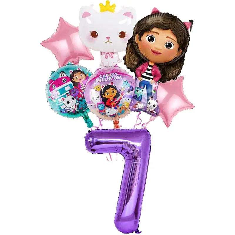 Disney Gabby Dollhouse Birthday Party Decoration Balloon Napkins Children's Disposable Tableware Theme Party Supplies Kids Gifts
