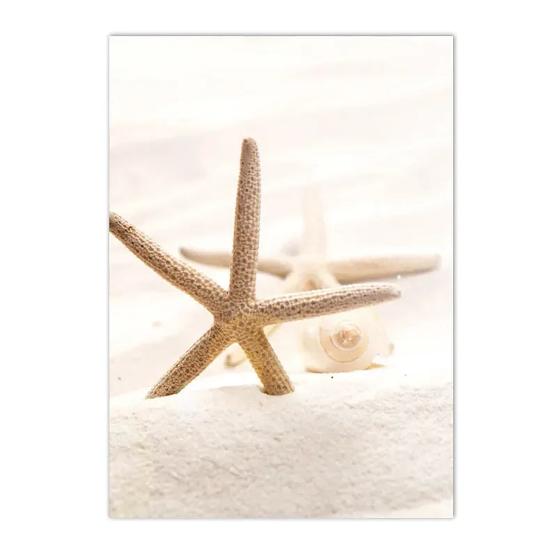 Boho Nordic Beige Beach Starfish Shells Reeds Bike Wall Art Canvas Painting Posters And Prints Pictures Living Room Home Decor