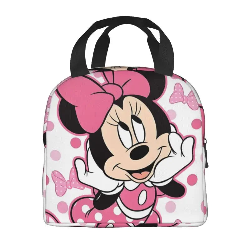 Custom Mickey Pink Minnie Mouse Lunch Bag Women Creative Design Cooler Warm Insulated Lunch Box for Kids School