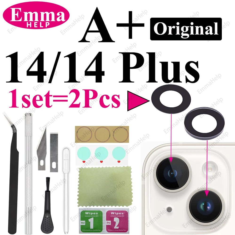 1Set Original Sapphire Rear Camera Glass Replacement for iPhone 16 15 14 Pro Max 12 13 Mini 15 Plus Camera Lens Repair Tool Kits
