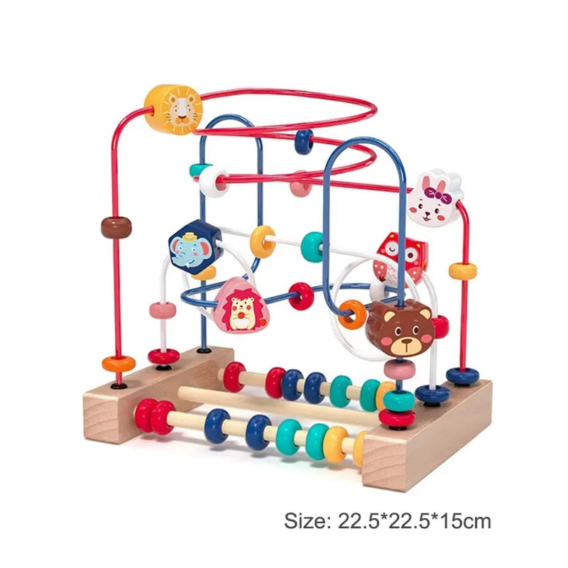 Montessori Baby Toys Wooden Roller Coaster Bead Maze Abacus Math Toys Toddler Early Educational Toys for 1 2 3 Years Kids Gifts