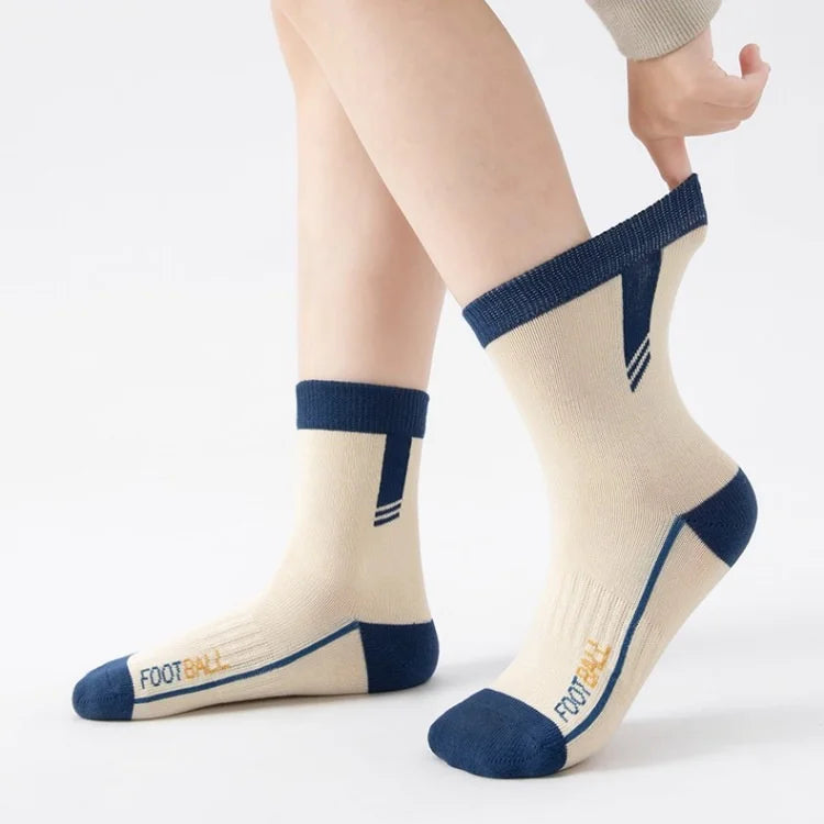 5 Pairs Children's' Socks Spring Autumn Cotton Socks Kids Striped Football Pattern Sock 1-14T Boys Mid-calf Length
