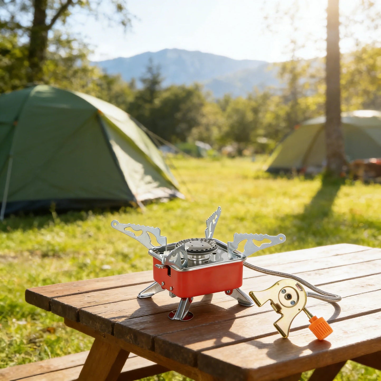 Portable Burner Camping Foldable Windproof Outdoor Gas Tank Stove for Backpacking Camping Hiking Picnic Camping Burner BBQ Grill