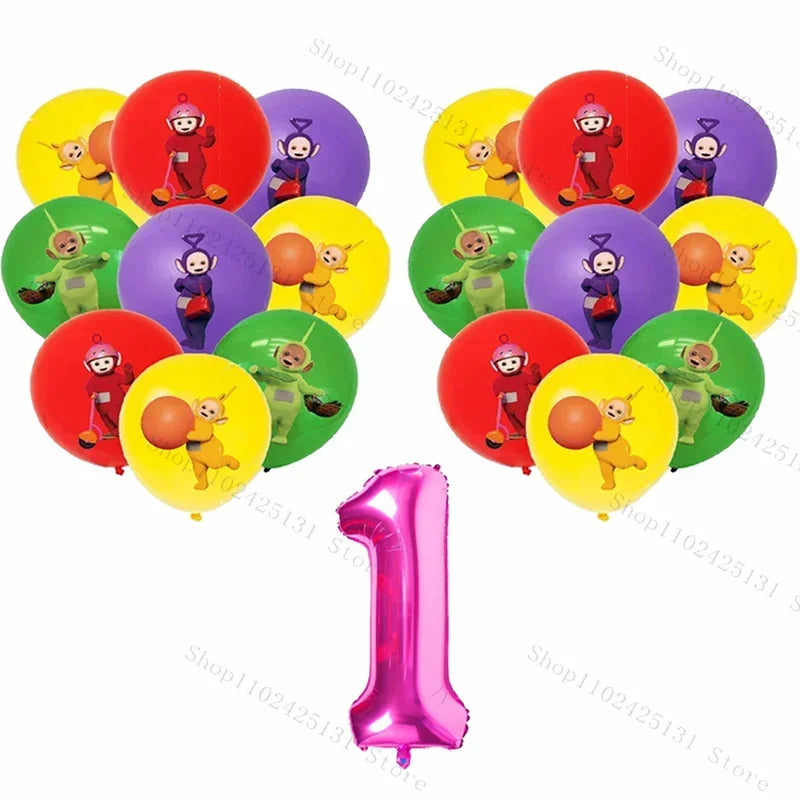 Teletubbies Birthday Party Decoration Tableware Set Paper Plates Balloons Banner Tablecloth For Kids Baby Shower Party Supplies