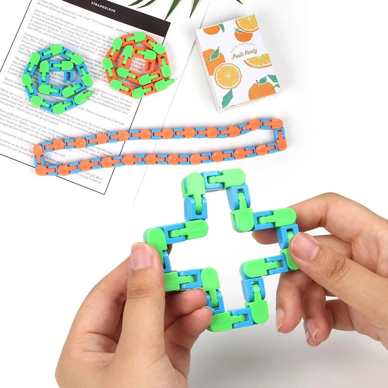 24Links Fidgets Wacky Tracks Toys Classroom Students Gifts Sensory Autism Snap Fidget Click Toy for Kids Adults Stress Relief