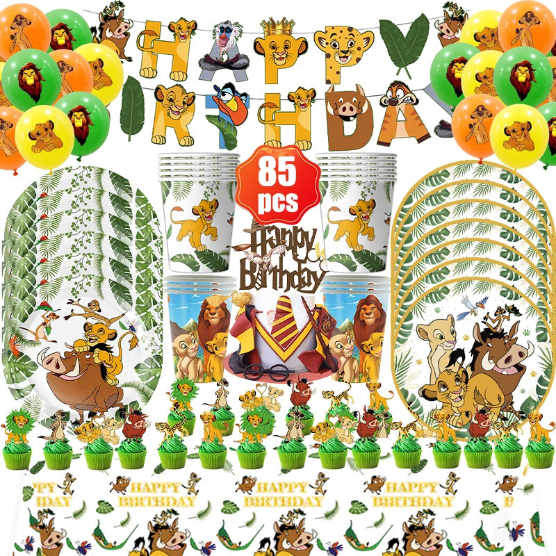 Disney The Lion King Birthday Party Decoration New Plates Cups Napinks Tablecloth King Lion Birthday Balloon Party Favor Balloon