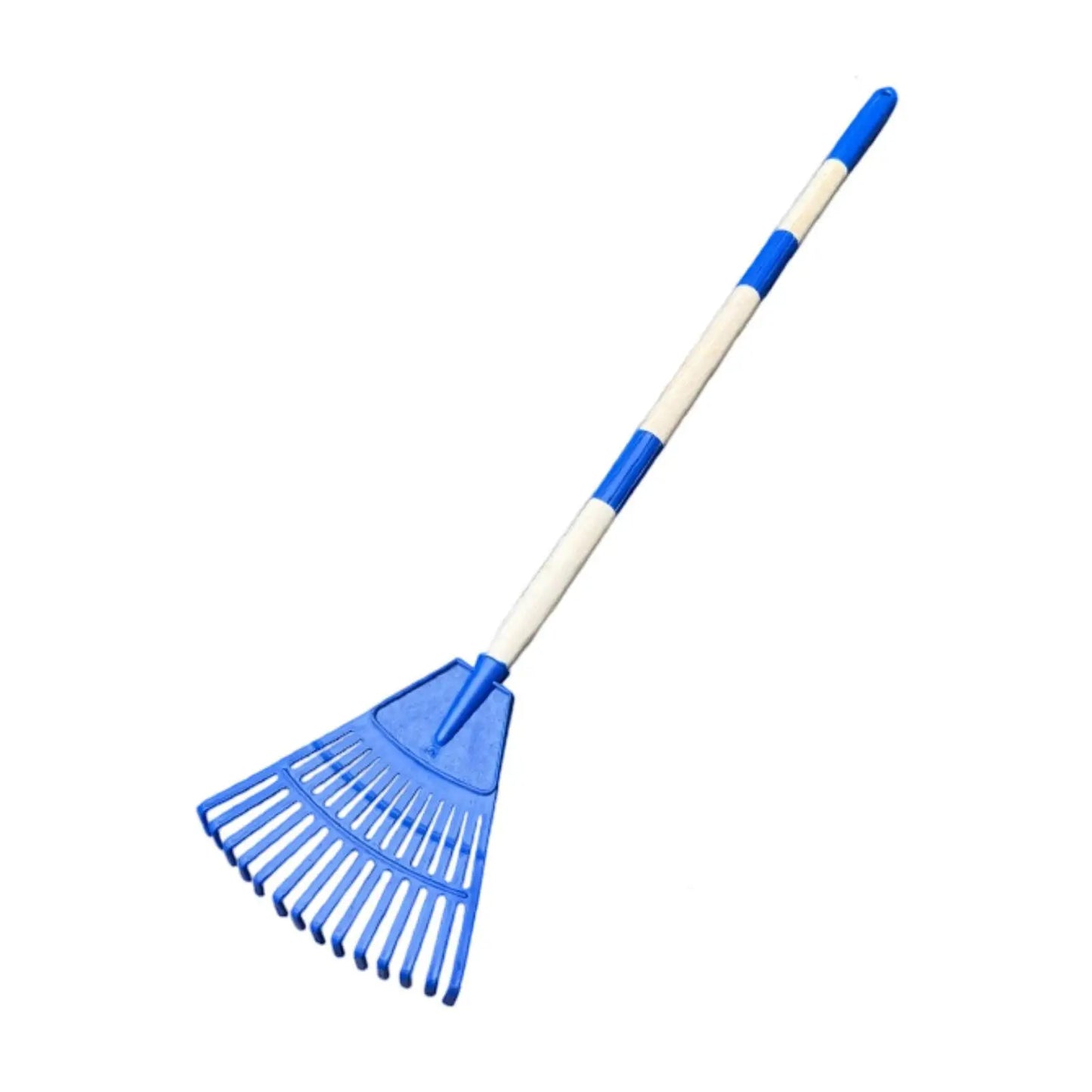 Small Leaf Rake with Long Handle 14 Spikes 3 Sections Quick Clean up Steel Farming Home Gardening Tool for Flower Beds Shrub