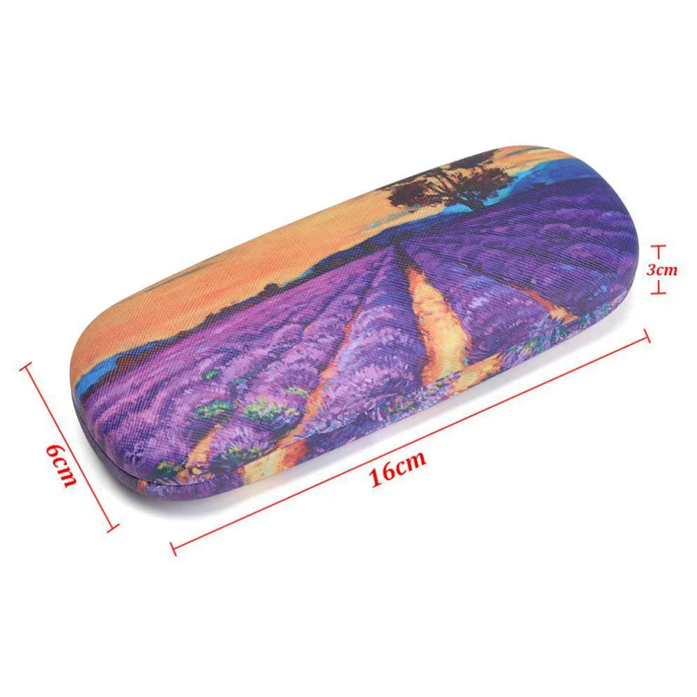 Fashion Oil Painting Glasses Case Box Hard Leather Reading Glasses Box Van Gogh Art Retro Floral Print Eyewear Protector Holder