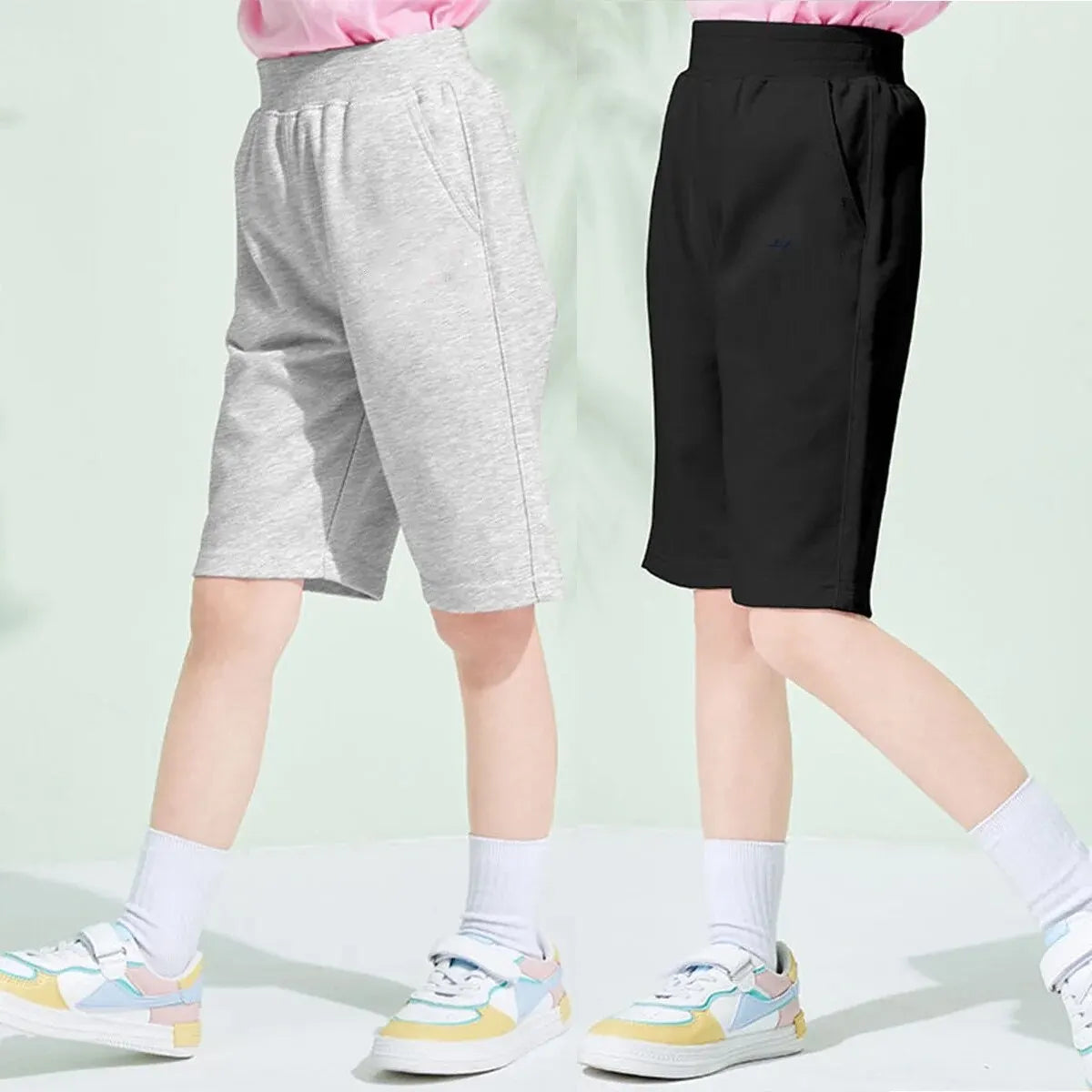3-14years Boys Summer Shorts Solid Cotton Kids Short Sweatpants Children Elastic Waist Half Pants