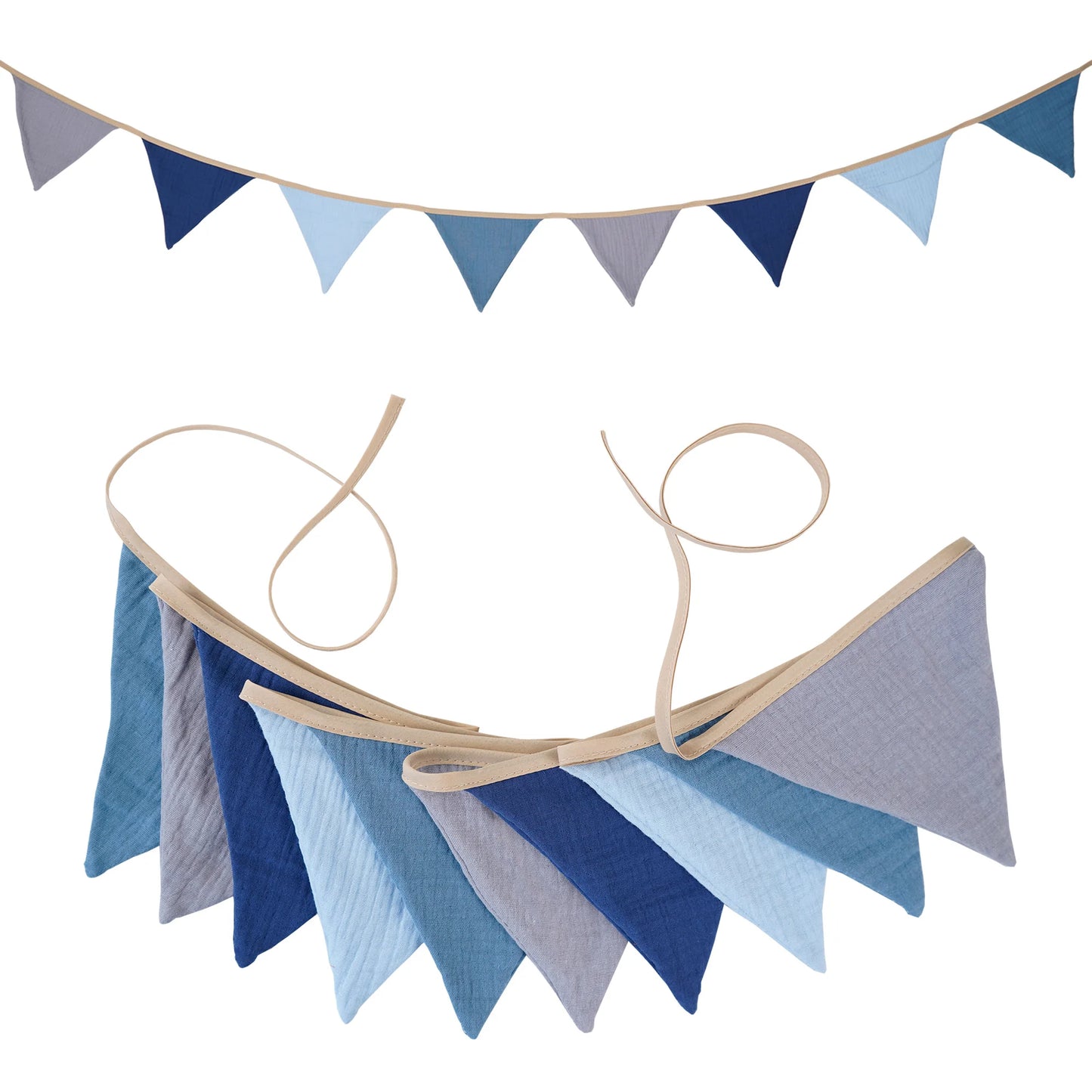 2.6M Nursery Fabric Bunting 10 Triangle Pennant Flags Party Decor Banner Home Baby Shower Carnival Garland