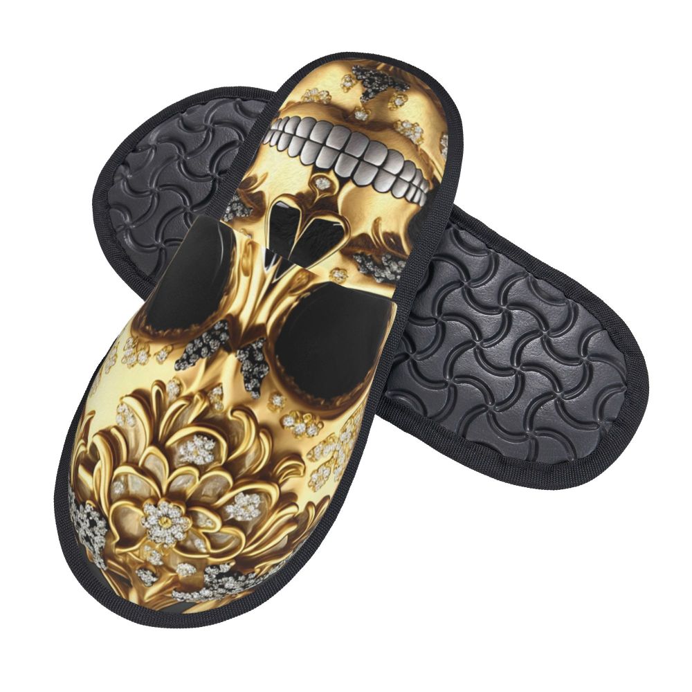 Custom Vintage Baroque Prints Greek Ornament Golden Meander Meandros Soft Scuff Memory Foam Slippers Women Hotel House Shoes