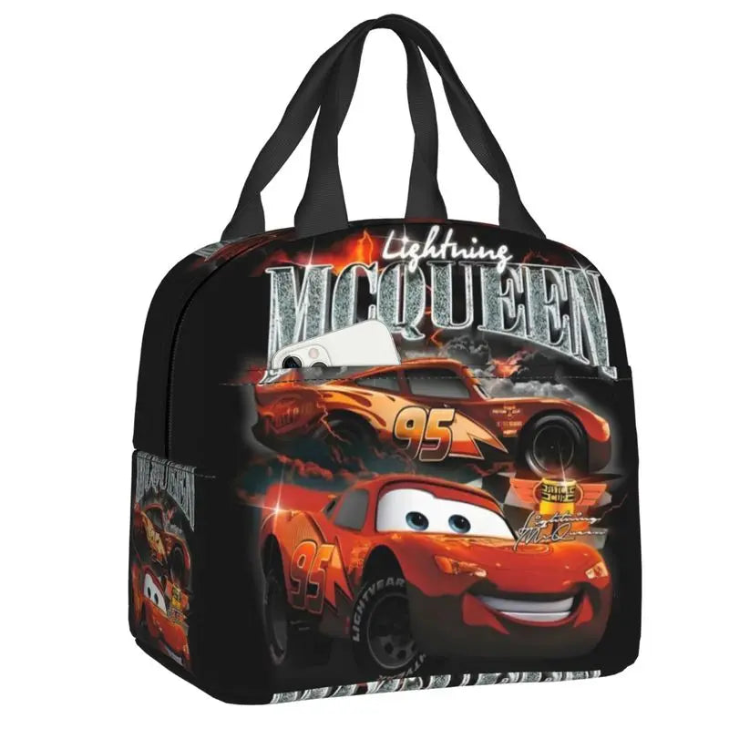 Custom Car 95 Lightning Mcqueen Insulated Lunch Bag for Women Resuable Racing Car Thermal Cooler Bento Box Office Picnic Travel