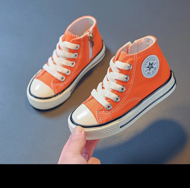 Children's Mid-Top Canvas Shoes Soft Bottom Comfortable Casual Children's Shoes Boys and Girls Non-slip Breathable Board Shoes