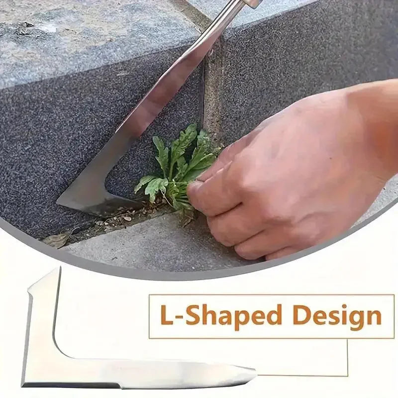 1pc 13.5inch L-shaped Stainless Steel Gap Weeding Tool Garden Hand Tool, For Clearing Weeds On Yard, Patio, Driveway