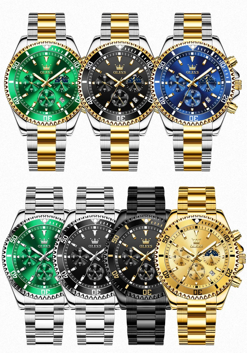 OLEVS Watches For Men Classic with Date Dress Luxury Big Face Waterproof Luminous Men's Wrist Watch Stainless Steel Men Watch