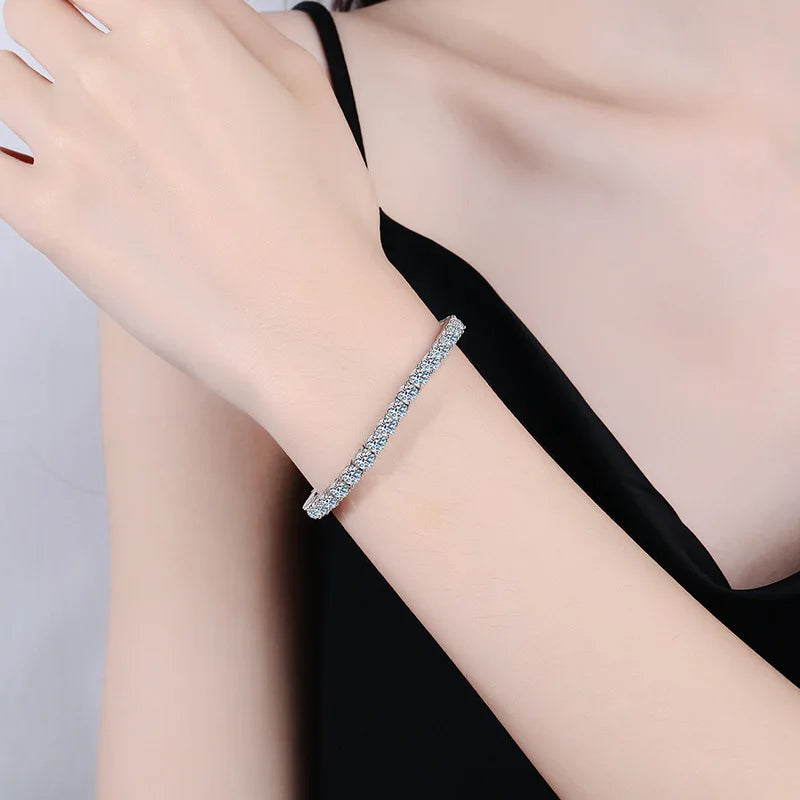 925 Sterling Silver Moissanite Tennis Bracelets Shining for Women Exquisite Wedding Jewelry Accessories Fashion 5A Zircon Gifts